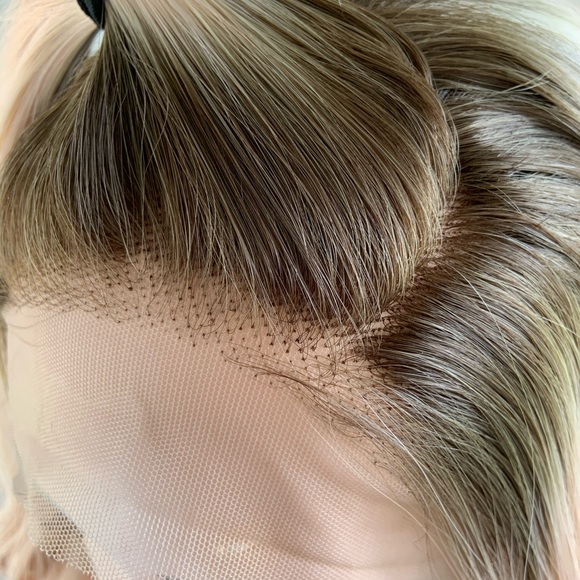 24” Ombre Pale Peach Versatile 13x2.5 Lace Front Premium Fiber Wig - Picture 12 of 15